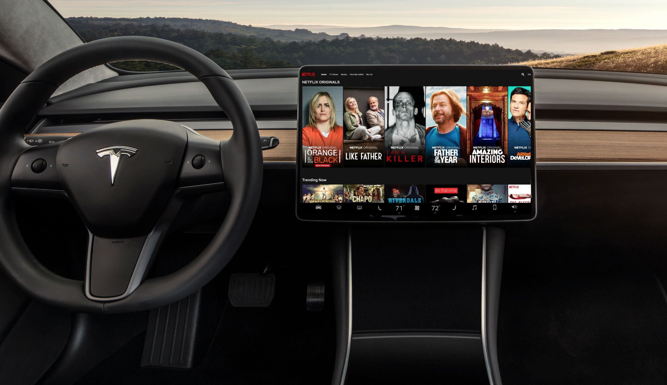 Tesla EV streaming Netflix