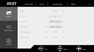 MSI Modern AM241 - Display Screen Menu