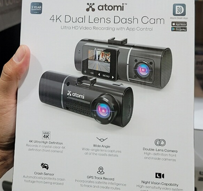 دوربین داشبورد با لنز دوگانه Atomi 4K