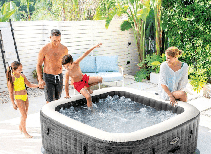 INTEX PureSpa Greystone Deluxe – Inflatable Bubble Spa w/ Energy Efficient Cover