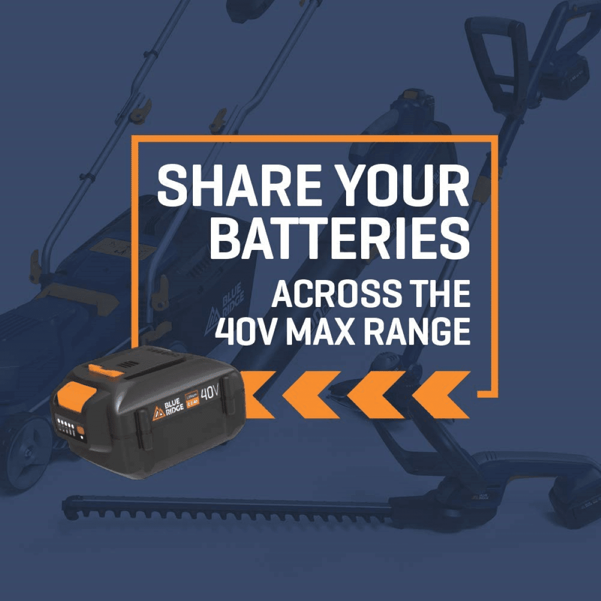 Powered by a 40V 2.0Ah rechargeable battery pack that's compatible with all other BLUE RIDGE 40v cordless tools
