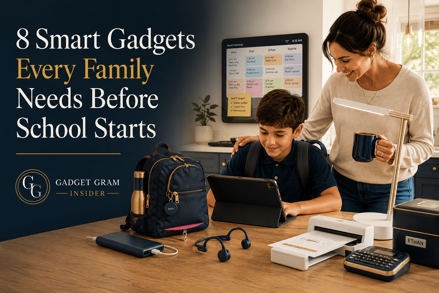 Back2School – 8 Smart Gadgets Family using smart gadgets to stay organized during the back-to-school season.