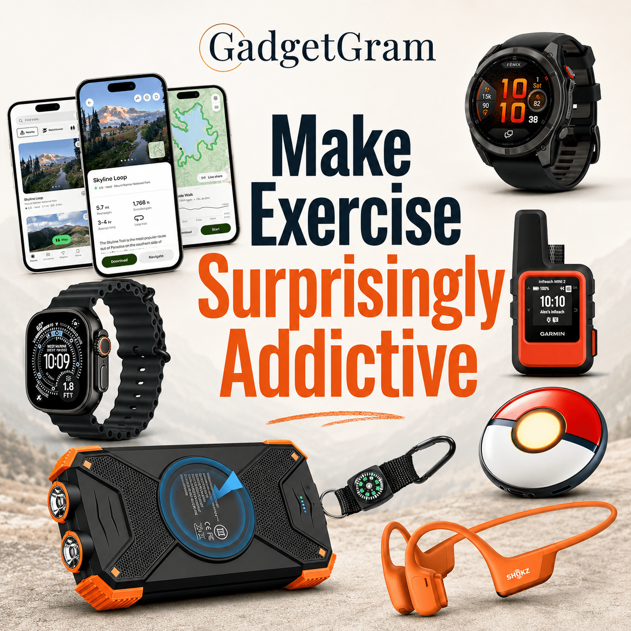 GG Adictive Exercise Professional using modern walking gadgets during a daily outdoor walk