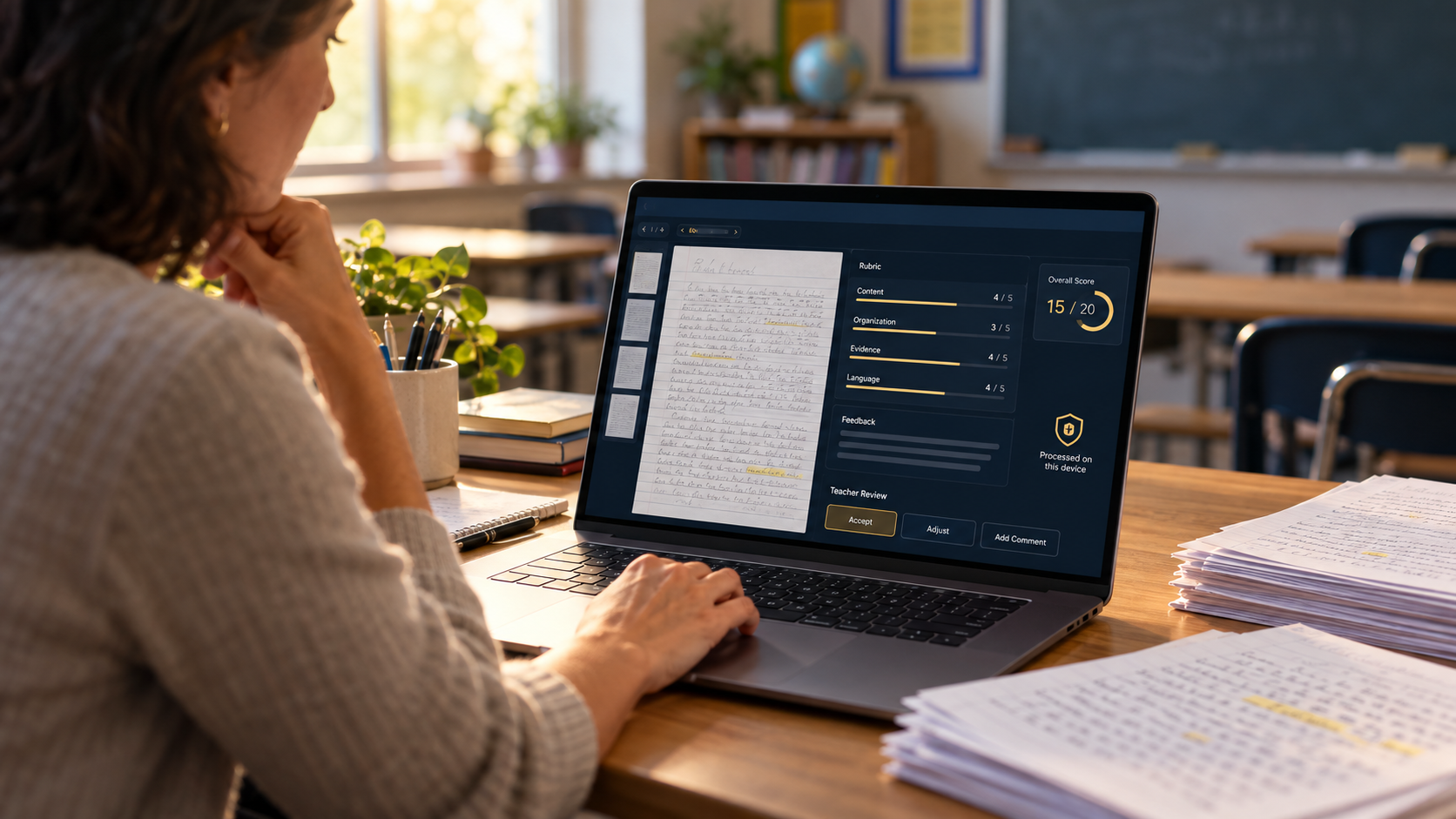grout-local-ai-handwritten-homework-grading.jpg Teacher using Grout local AI to grade scanned handwritten homework