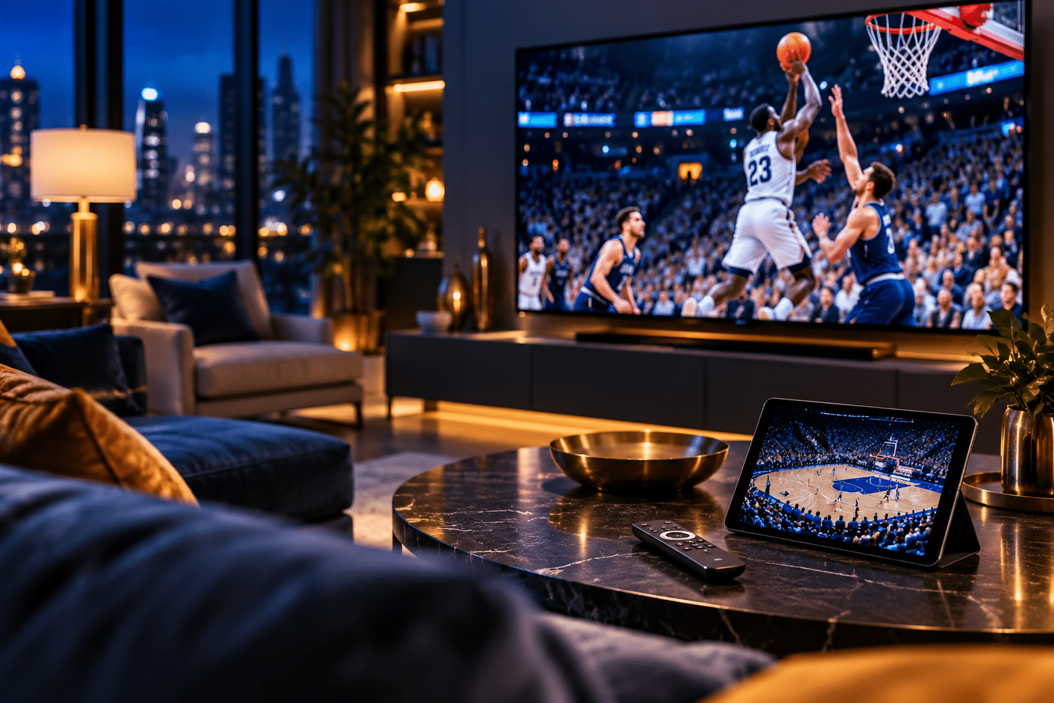 GadgetGram sports streaming guide for fall 2026 with a TV, streaming device, and tablet showing live sports.