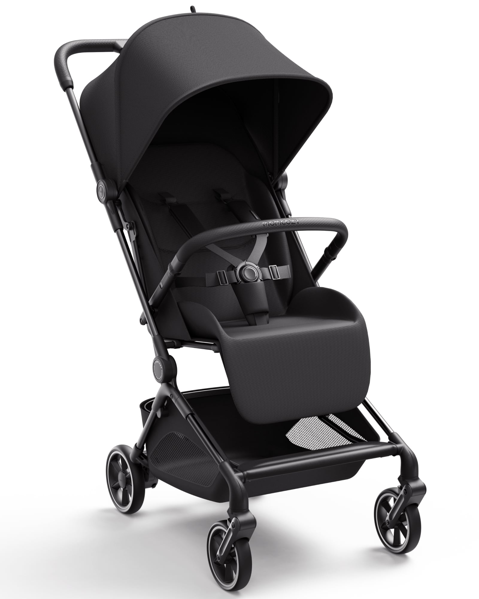 Momcozy Tuckgo lightweight travel stroller with compact folding design and UPF 50+ canopy